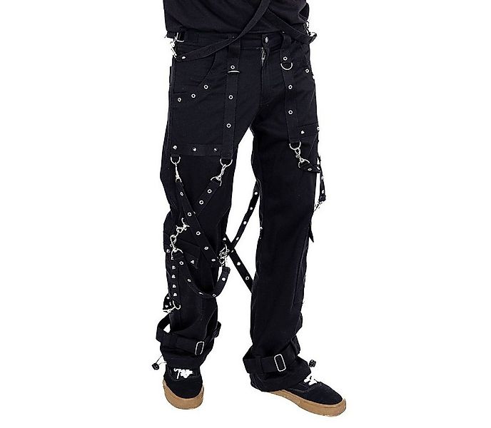 Heartless Stoffhose Orion Goth Riemen Metal Nieten Industrial Gothic Pants günstig online kaufen