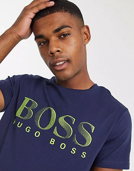 BOSS – Bodywear – Marineblaues T-Shirt mit Logo-Navy günstig online kaufen