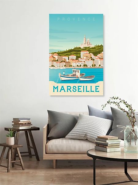 Poster / Leinwandbild - Marseille Vintage Travel Wandbild günstig online kaufen