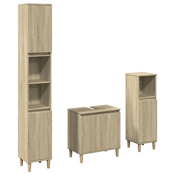 vidaXL Badezimmer-Set 3-tlg. Badmöbel-Set Sonoma-Eiche Holzwerkstoff, günstig online kaufen