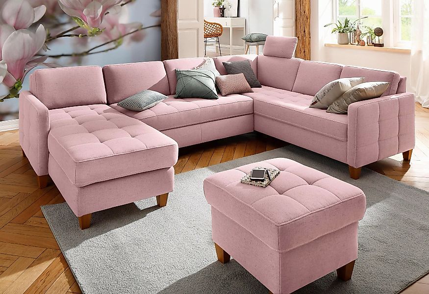 Home affaire Wohnlandschaft "Earl U-Form", wahlweise auch mit Bettfunktion günstig online kaufen