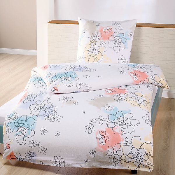 Dyckhoff Bettwäsche "Grafikblumen" 2 Stk. tlg. aus Weichfrottier günstig online kaufen