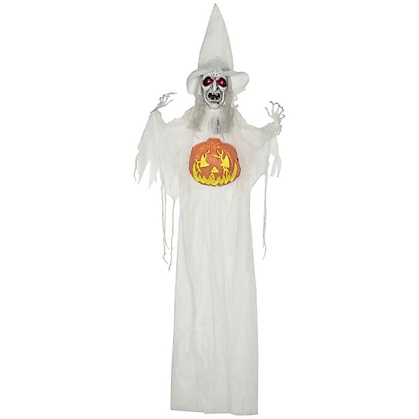 HOMCOM 183cm Halloween Dekoration mit Kürbiskopf, Halloween-Geist mit LED-L günstig online kaufen