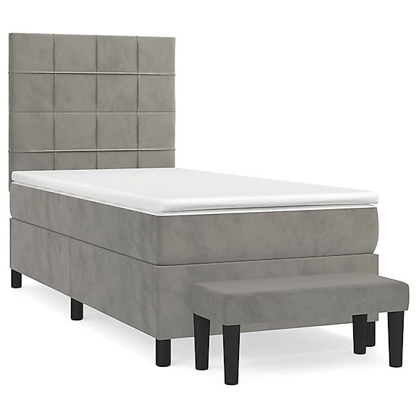 vidaXL Boxspringbett mit Matratze Hellgrau 90x200 cm Samt1357677 günstig online kaufen