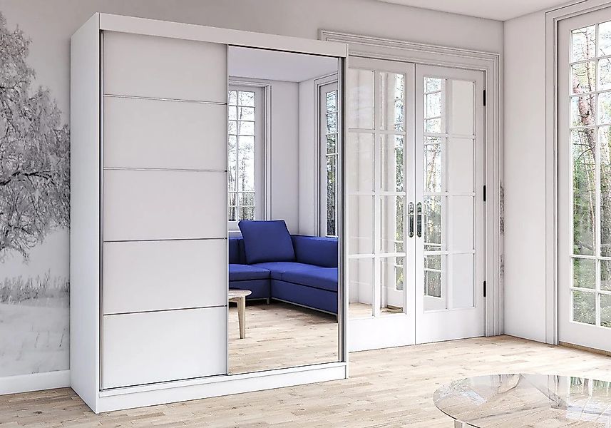 MOEBLO Kleiderschrank LARA 09 (mit Spiegel Schwebetürenschrank 2-türig Schr günstig online kaufen