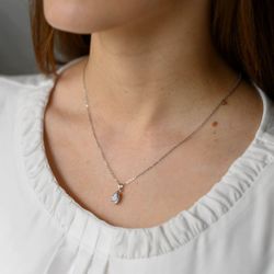 Materia Kettenanhänger Tropfen Blautopas Edelstein Hellblau günstig online kaufen