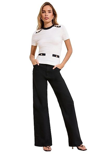 LIPSY T-Shirt Lipsy geknöpftes, geripptes Kurzarm-Strickoberteil (1-tlg) günstig online kaufen