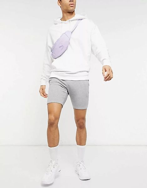 ASOS DESIGN – Eng geschnittene Shorts aus Bio-Jersey in Grau meliert günstig online kaufen