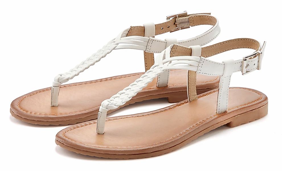 Vivance Zehentrenner, Sandalette, Sommerschuh,Sandale aus Leder mit Flecht- günstig online kaufen