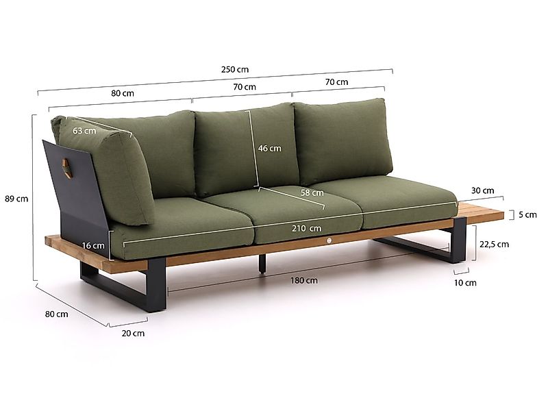 SUNS Nardo Gartensofa 3-Sitzer links/rechts 264 cm inkl. Eckelement günstig online kaufen