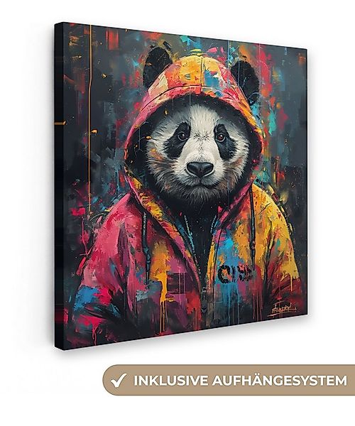 OneMillionCanvasses® Leinwandbild Graffiti - Panda - Mantel - Bunt - Straße günstig online kaufen