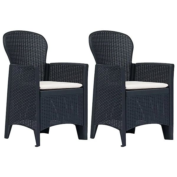 vidaXL Gartenstühle 2 Stk mit Kissen Anthrazit Kunststoff Rattan-Optik 4559 günstig online kaufen