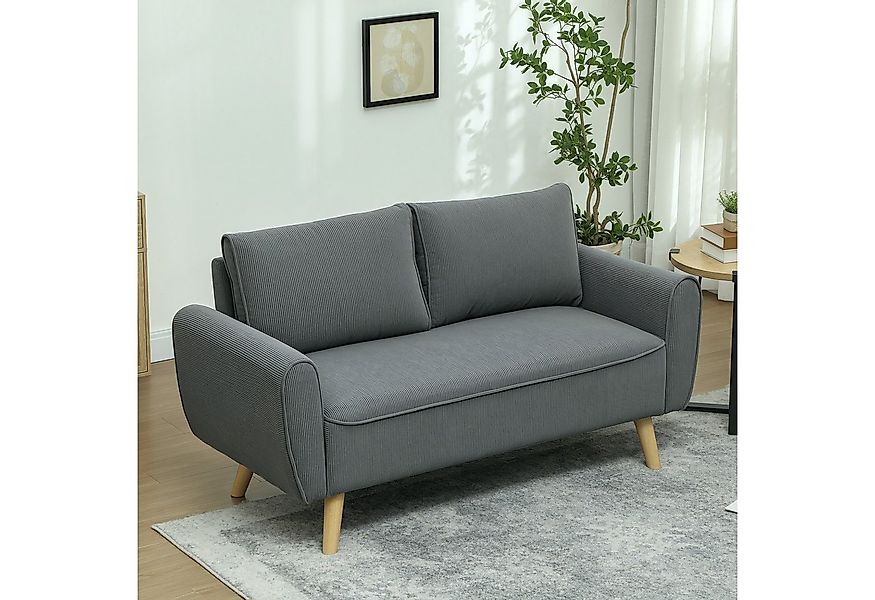 HOMCOM 2-Sitzer mit 2 Kissen, 54cm extra tiefen Sitzen, Holzrahmen, aus Cor günstig online kaufen