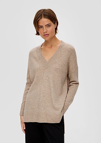 s.Oliver Strickpullover Strickpullover aus Wollmix Ziernaht günstig online kaufen