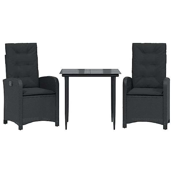 vidaXL 3-Tlg Garten-Essgruppe mit Kissen Schwarz Poly Rattan 3212310 günstig online kaufen