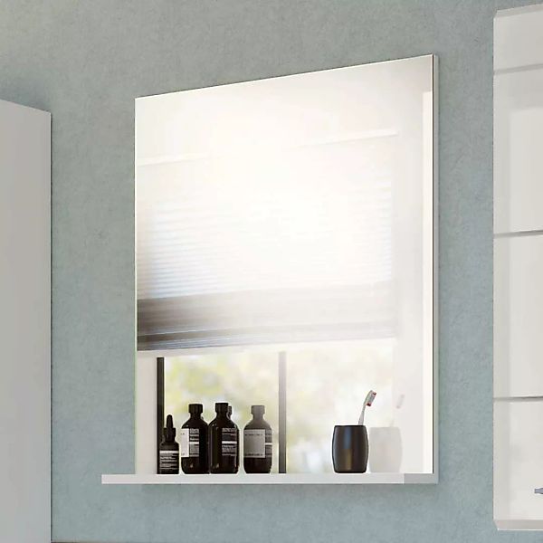 Moderner Bad Wandspiegel mit Ablage Weiß günstig online kaufen
