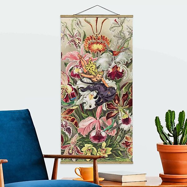 Stoffbild mit Posterleisten Nymphe mit Orchideen günstig online kaufen