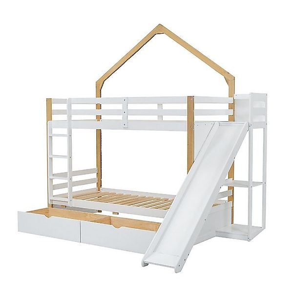 Gotagee Etagenbett Holzbett Hausbett Kinderbett 90x200cm Unterbettschublade günstig online kaufen