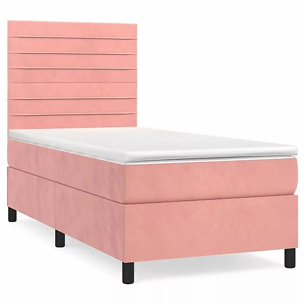 vidaXL Boxspringbett mit Matratze Rosa 90x200 cm Samt1537926 günstig online kaufen