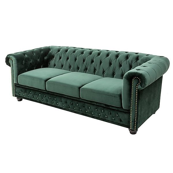 riess-ambiente Sofa CHESTERFIELD 205cm flaschengrün, Einzelartikel 1 Teile, günstig online kaufen