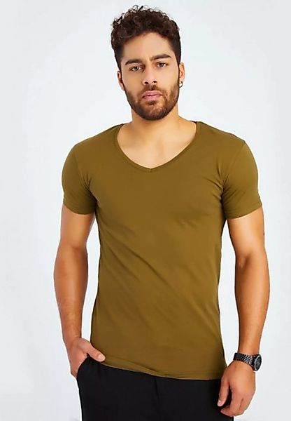 Leif Nelson T-Shirt Herren T-Shirt V-Ausschnitt LN-6372 günstig online kaufen