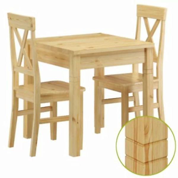 Erst-Holz® Massivholz-Essgruppe mit Tisch und 2 Stühle Kiefer natur günstig online kaufen