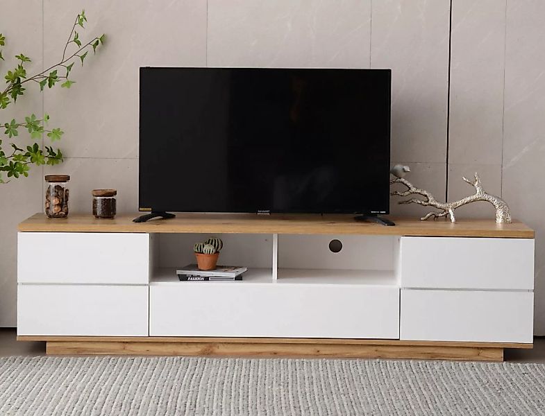 PFCTART TV-Schrank Moderner Farbblock-TV-Schrank in weißer Ausführung (TV-S günstig online kaufen
