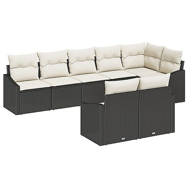 vidaXL Loungesofa 8-teiliges Garten-Esszimmer-Set mit Kissen Schwarz Poly-R günstig online kaufen