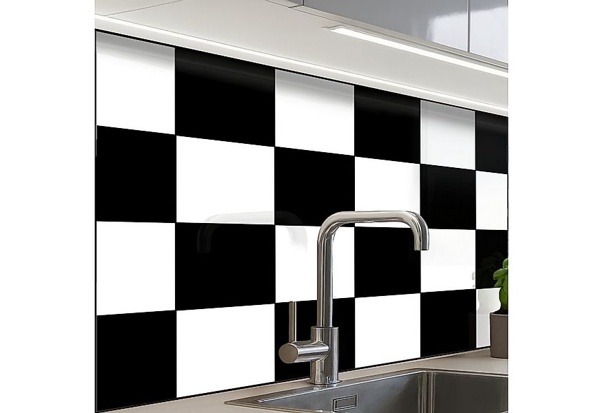 KitchenYeah Küchenrückwand selbstklebend Schachbrett - Muster - Schwarz und günstig online kaufen