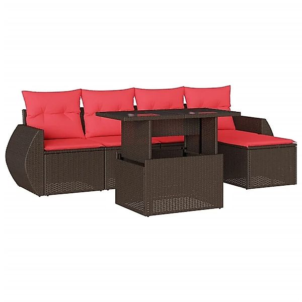 vidaXL 6-Tlg Gartensofa-Set mit Kissen Braun Polyrattan 3268504 günstig online kaufen