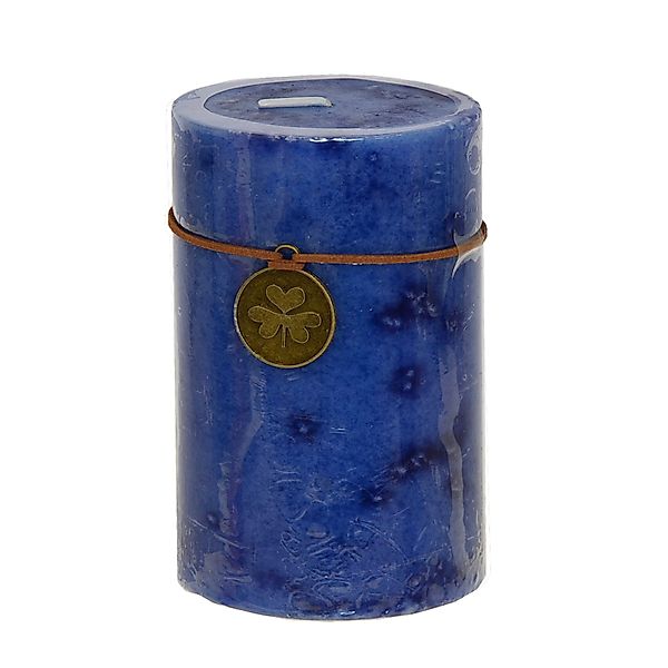 B&S Stumpenkerze Trendkerze durchgefärbt marmoriert blau günstig online kaufen