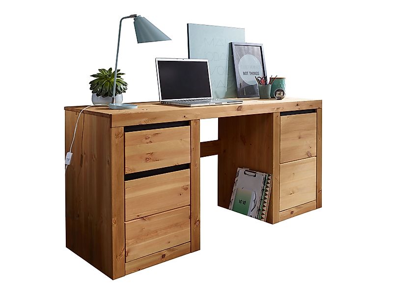 Woodroom Schreibtisch Weimar (Kiefer massiv, 155x75x50 günstig online kaufen