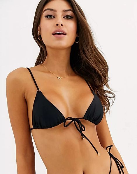 South Beach – Mix & Match – Exklusiver, schwarzer Triangel-Bikini mit Binde günstig online kaufen