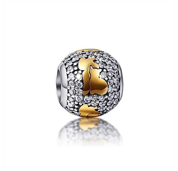 PANDACHARMS Bead Goldkatze Pavé Charm für Charm Armband, 925 Sterling Silbe günstig online kaufen