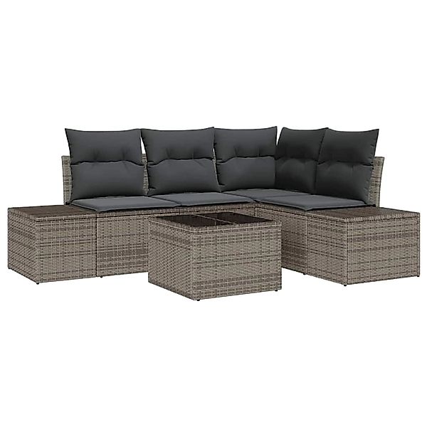vidaXL Garten-Sofa-Set 5-Tlg Grau Poly Rattan 3347049 günstig online kaufen