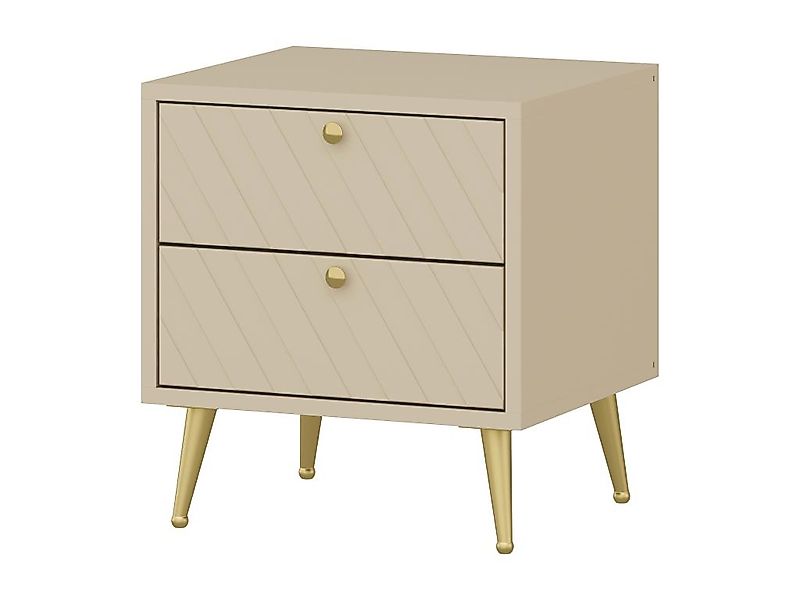 Nachttisch mit 2 Schubladen - Beige - TEODA von Pascal Morabito günstig online kaufen