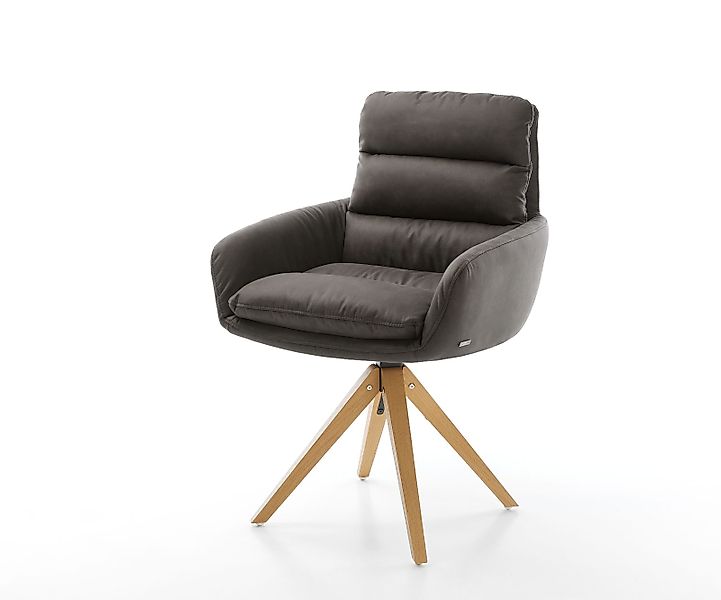 Esszimmerstuhl Abelia-Flex mit Armlehnen Mikrofaser Anthrazit Vintage Holzg günstig online kaufen