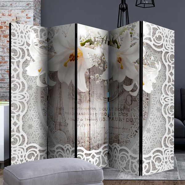 Paravent Umkleide im Vintage Look Lilien Motiv günstig online kaufen