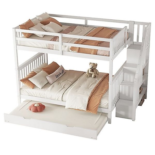 Gotagee Etagenbett Kinderbett Holzbett Treppenregal ausgestattet mit Rollbe günstig online kaufen