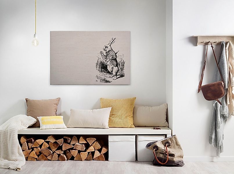 Bricoflor Leinwand Bild Mit Hase Gezeichnet Wandbild Im Industrial Style Le günstig online kaufen