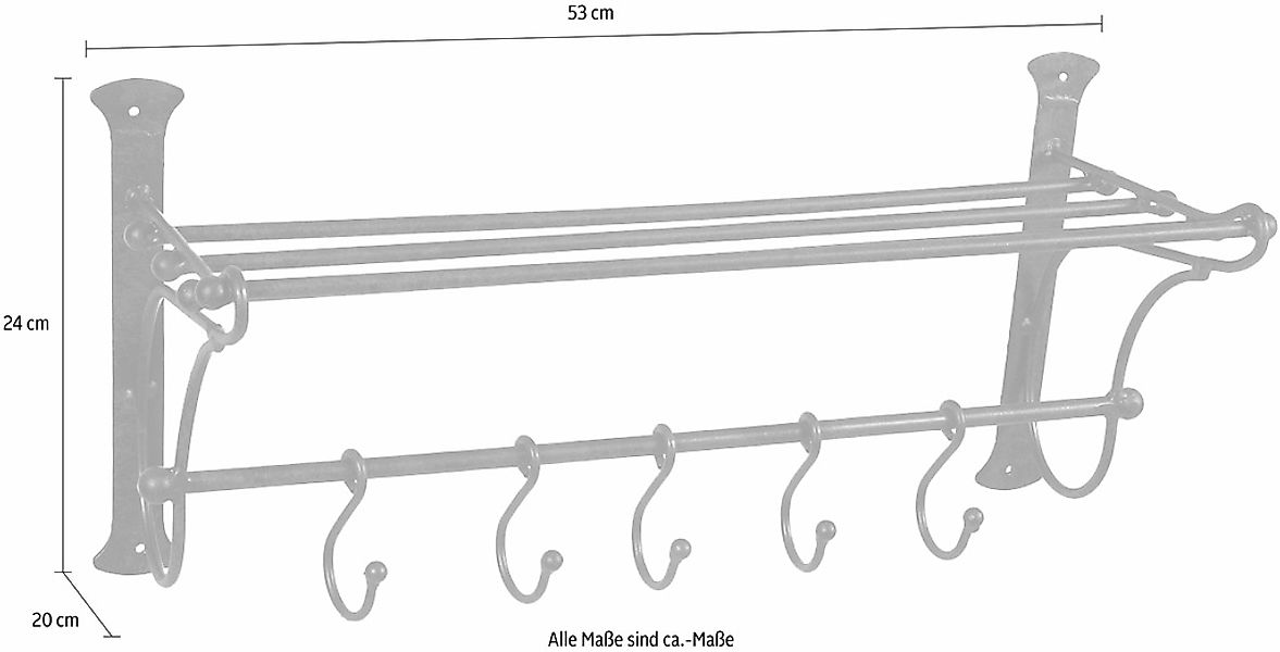 Ambiente Haus Garderobenleiste Regal mit Haken 54 cm günstig online kaufen