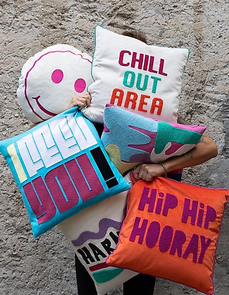 PAD Dekokissen "LETTERS" farbige Keder, mit Schriftzug, verschiedene Größen günstig online kaufen