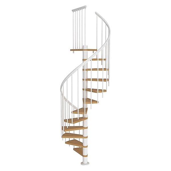 Dolle Spindeltreppe Montreal Ø 120 cm Buchenfurnier Geländer Weiß FSC günstig online kaufen