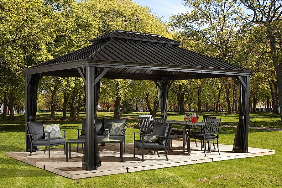 Sojag Pavillon "Gazebo Messina", (Set), BxT: 363x483 cm, inkl. Moskitonetze günstig online kaufen