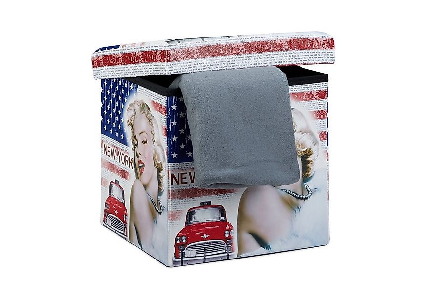 relaxdays Sitzhocker mit Stauraum Trendmotiv, New York - Merilyn günstig online kaufen