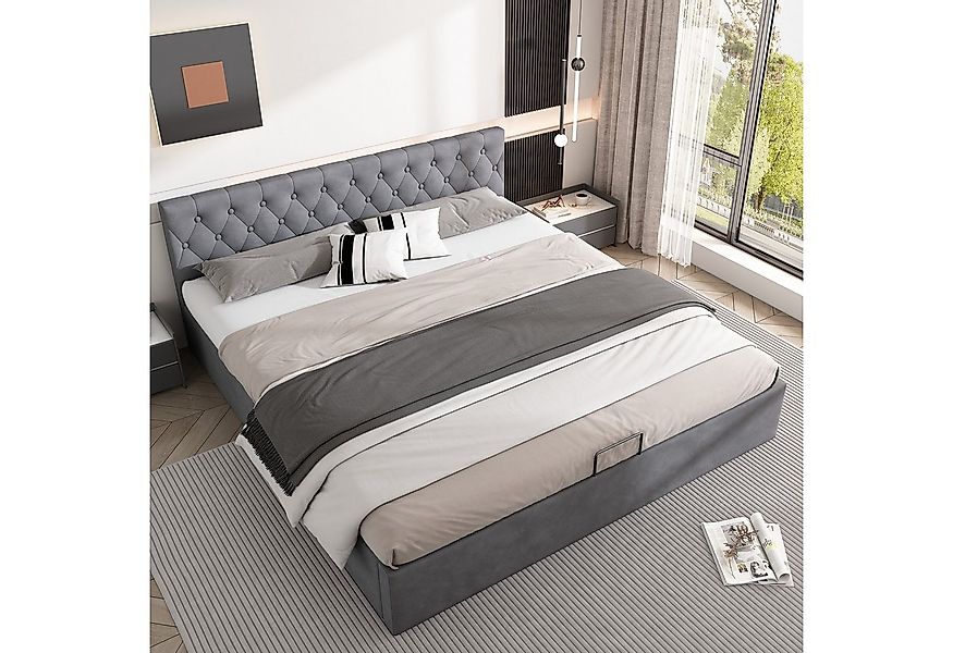 STILVORA Polsterbett 180×200cm Doppelbett mit geknöpftes Kopfteil,Bett mit günstig online kaufen