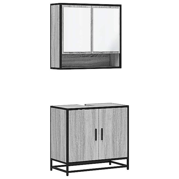 vidaXL Badezimmer-Set 2-tlg. Badmöbel-Set Grau Sonoma günstig online kaufen