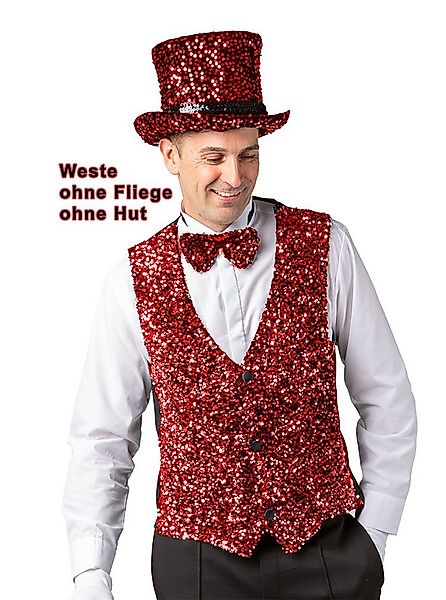Karneval-Klamotten Kostüm Pailletten Weste Herren rot hochwertig Luxus, Pai günstig online kaufen