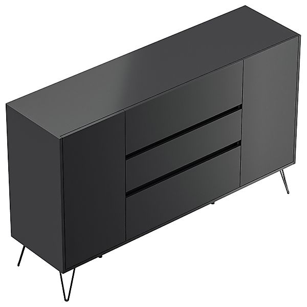 Posseik Sideboard Industrial O 3 Schubladen 2 Türen 155 cm Grafit günstig online kaufen