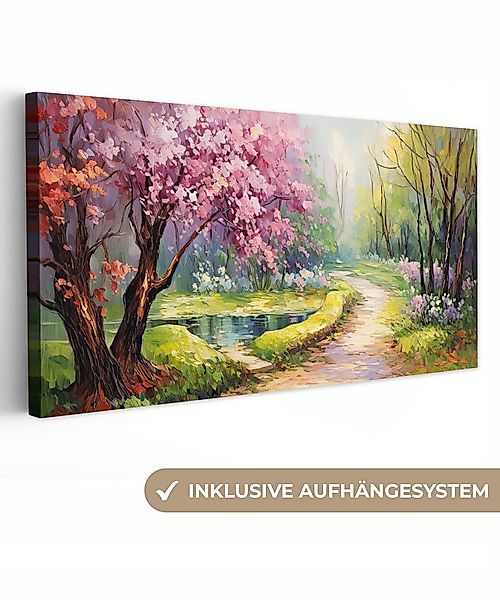 OneMillionCanvasses® Leinwandbild Panorama Aquarell - Natur - Bäume - Kunst günstig online kaufen